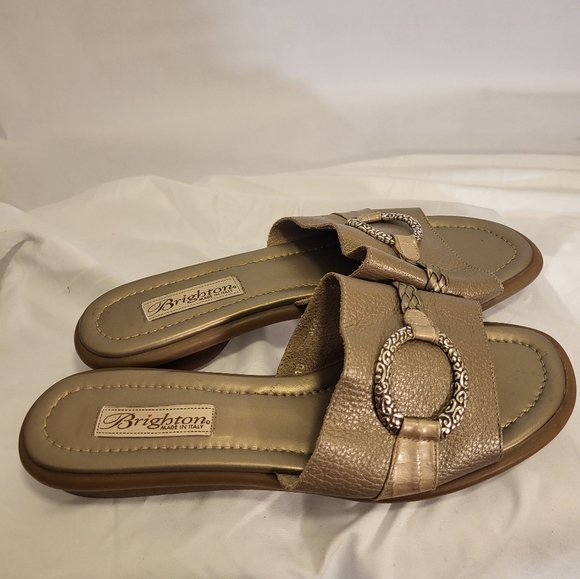 Brighton sandals size 8m Silver slip on shoes Cushioned insole - Picture 2 of 7